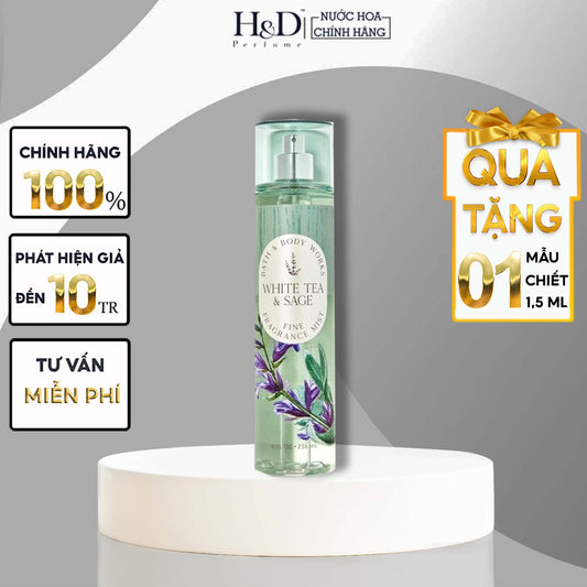 Body Mist Xịt Thơm White Tea & Sage Bath & Body Works